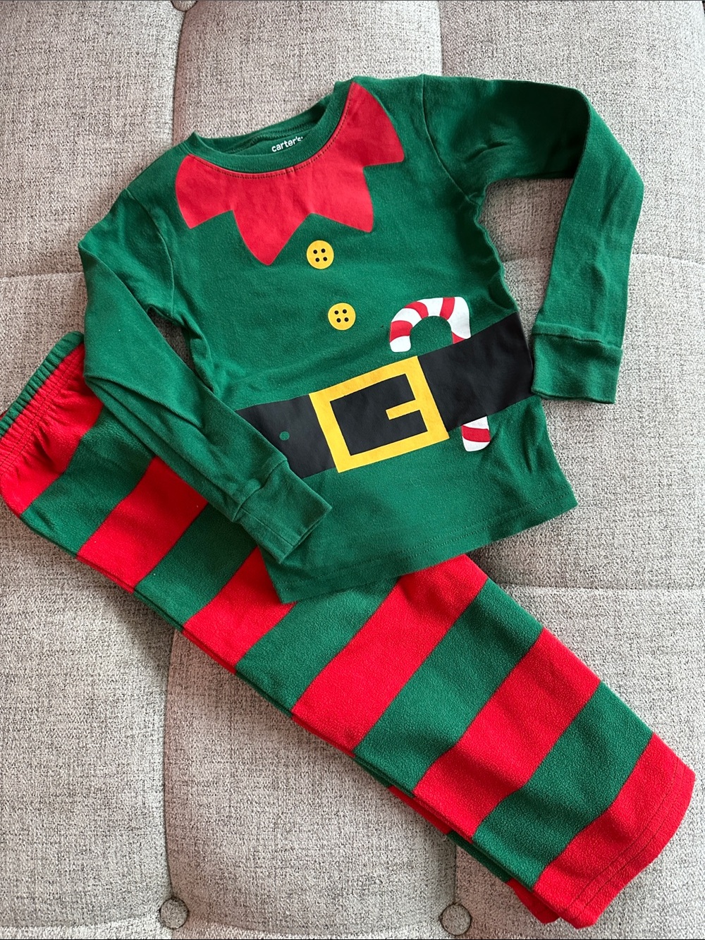 Carter's Elf-Themed Holiday Pajama Set in Green & Red
